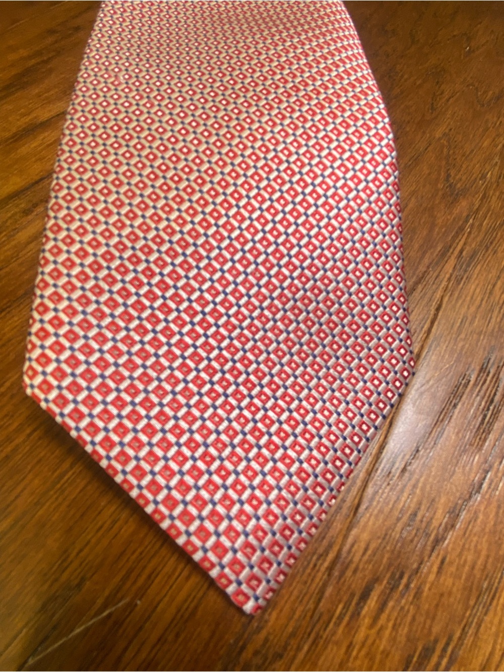 Tommy Hilfiger Red Geometric Pattern Men’s Tie